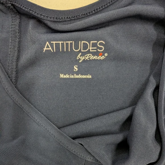 Attitudes by Renee Navy Jumpsuit Size S Sleeveless Wide Leg Stretch Romper - Picture 4 of 7